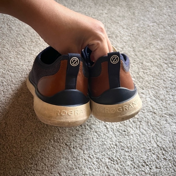 Cole Haan Zero Grand Men’s Size 10.5 Navy Blue Weave & Leather Stitchlite Oxford - Picture 3 of 4